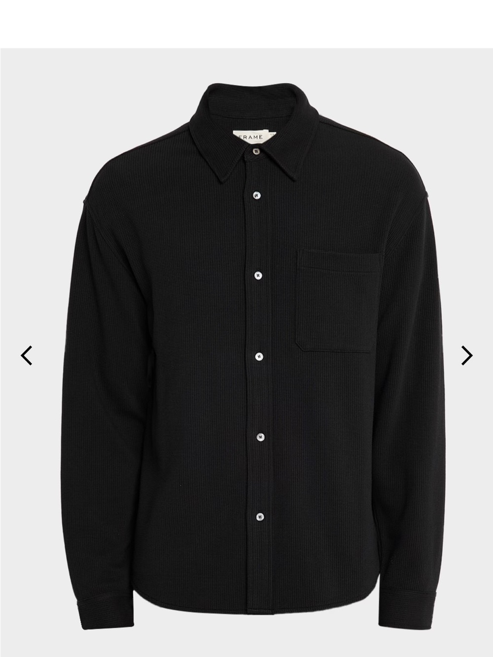 Frame Denim Men's Black Button-Up waffle Long Sleeve Shirt